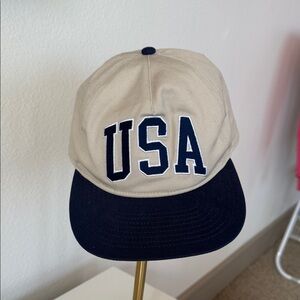 Urban Outfitters Beige and Navy USA Cap